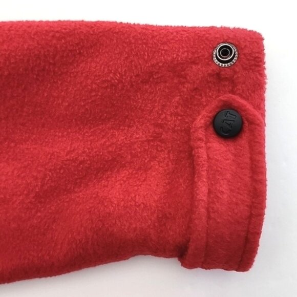 CAT Men's Red Fleece Hooded Button Up Jacket Quilted Insulated Lining Size Large - Picture 6 of 16